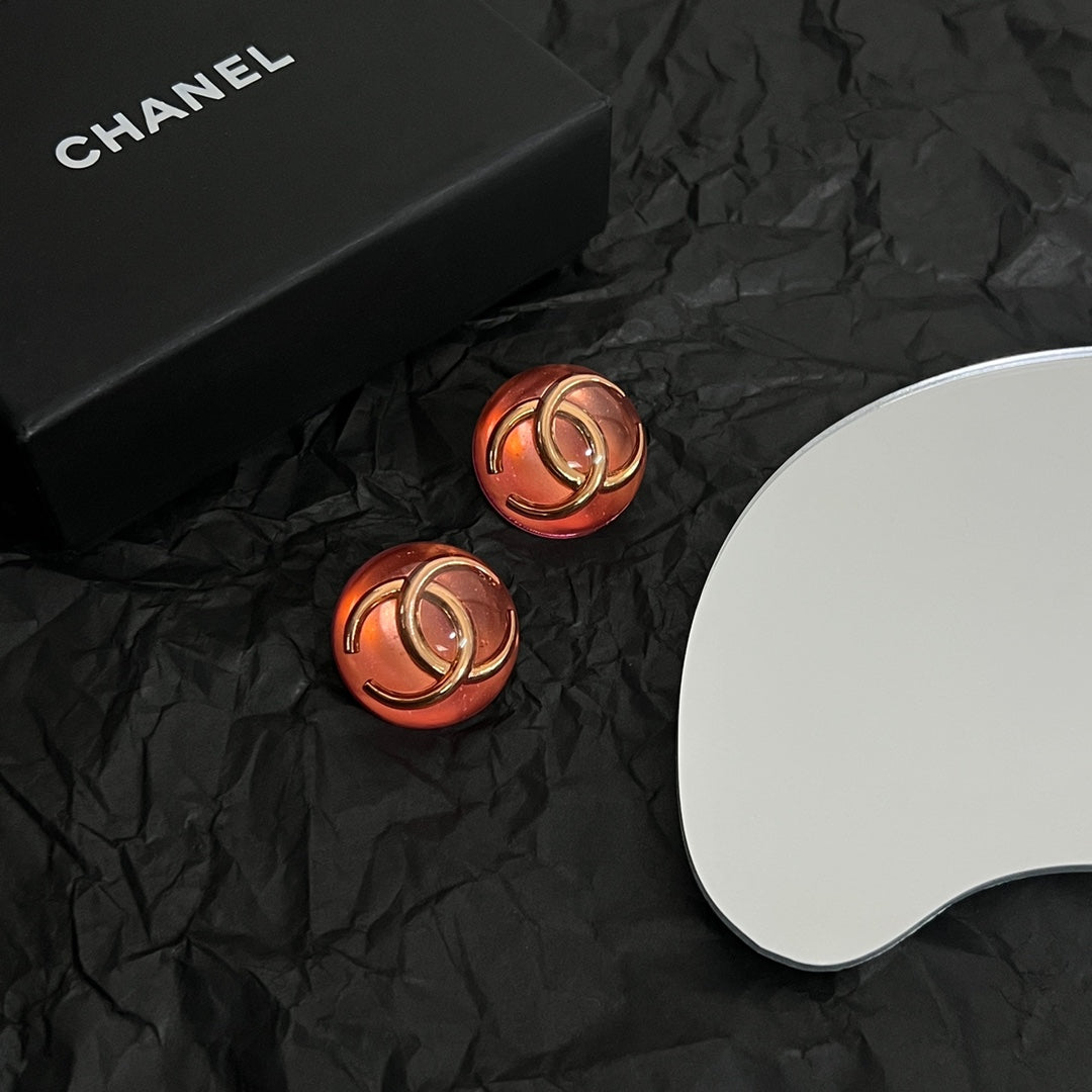 Chanel Vintage Red Crystal Earrings - 18K Yellow Gold
