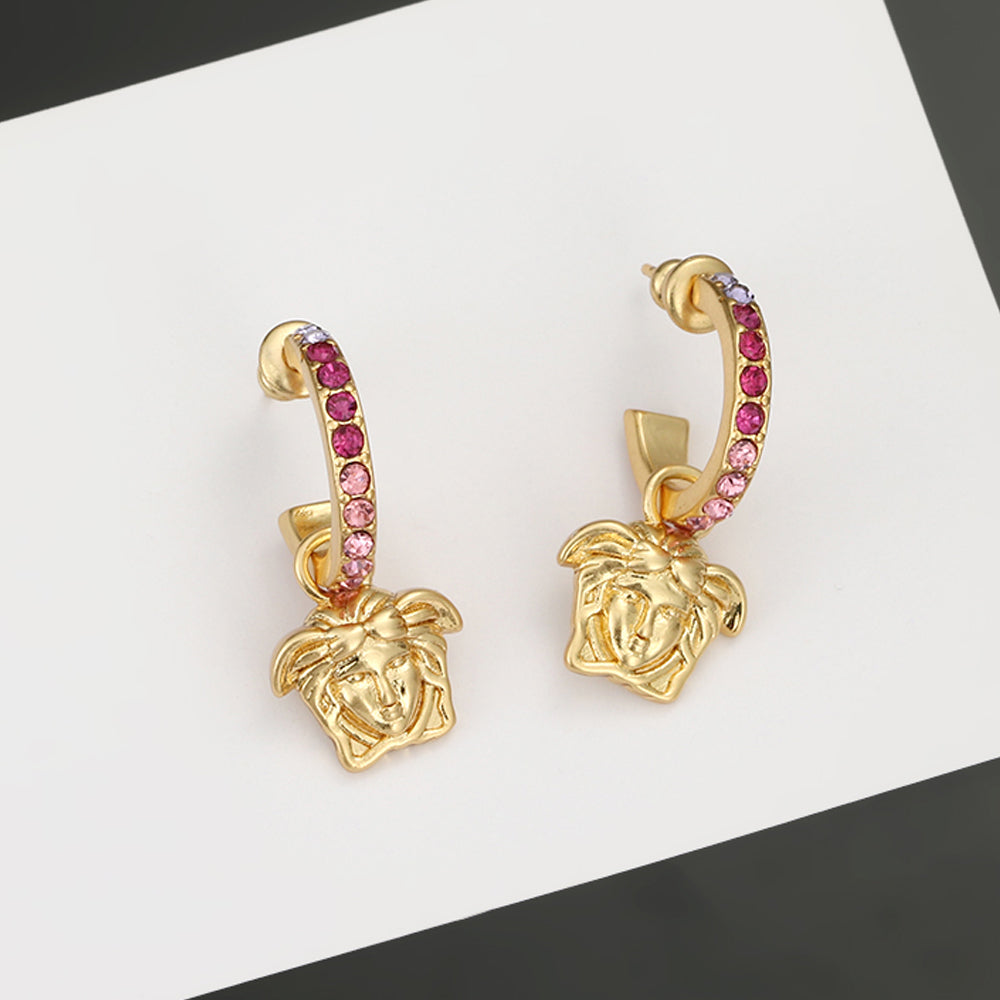 Ver Pink Crystal Earrings - 18K Yellow Gold