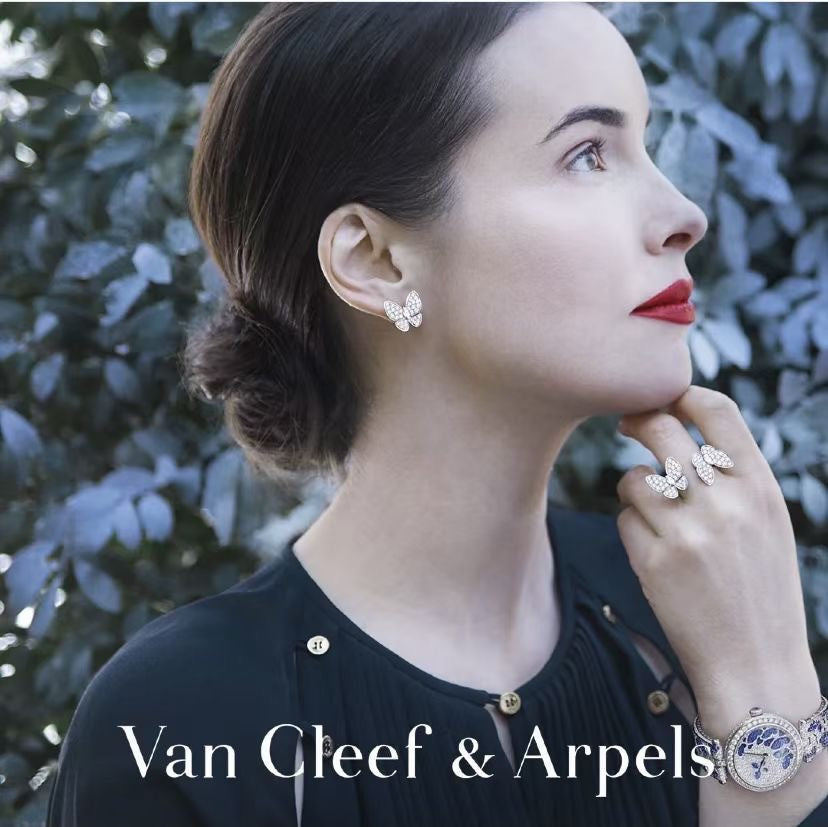 Two Butterfly Diamond Earrings - 18K Gold