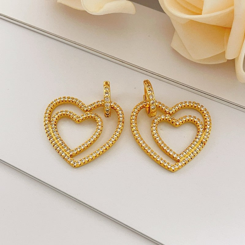 Tiffany Heart Diamond Earrings - 18K Gold