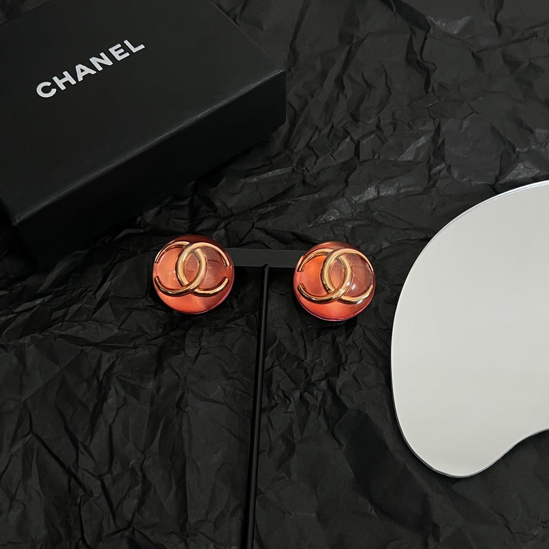 Chanel Vintage Red Crystal Earrings - 18K Yellow Gold