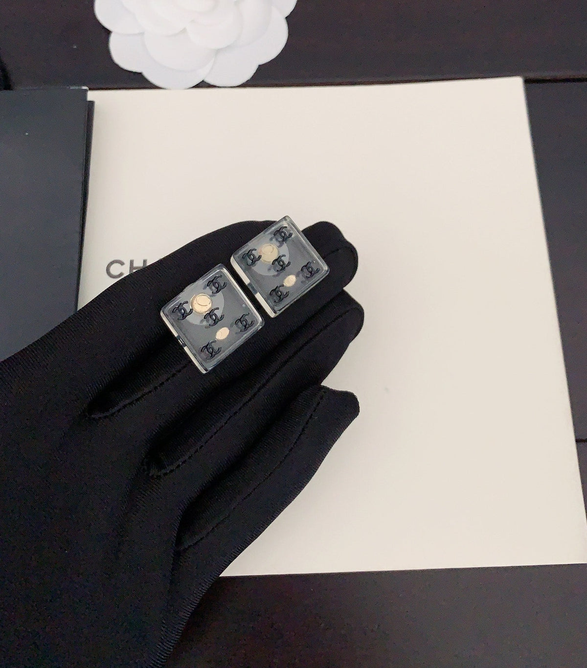 Chanel Transparent Resin Earrings - 18K Yellow Gold