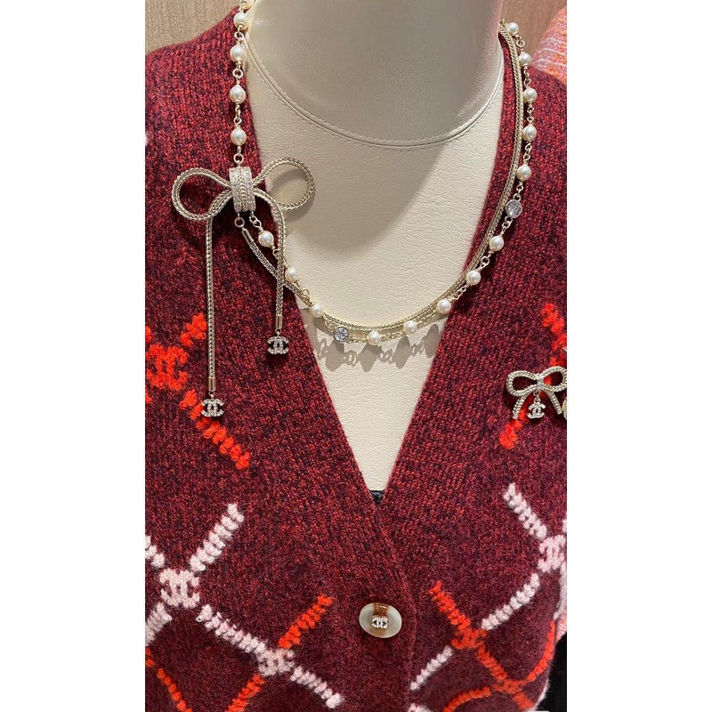 Chanel Bow Tie Pearl Necklace