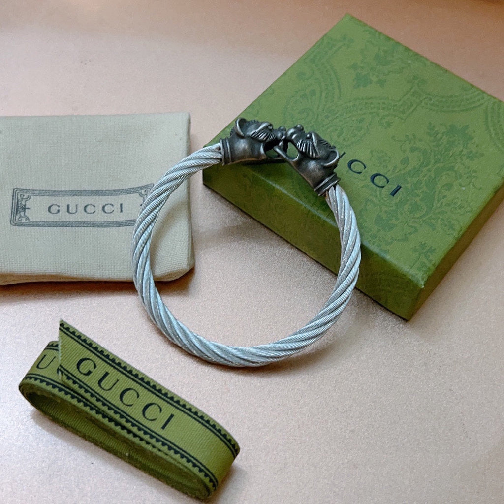 Gucci Double G Double Tiger Head Vintage Bracelet