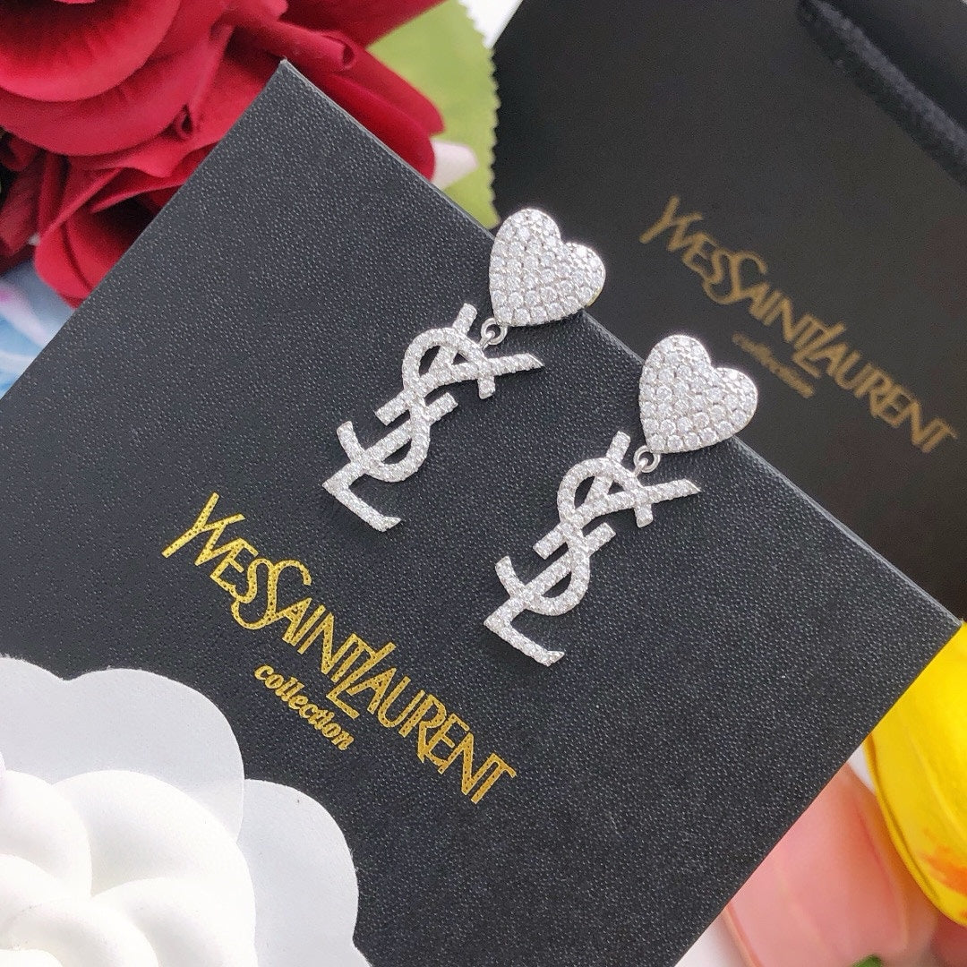 YSL Heart Diamond Earrings - 18K Gold