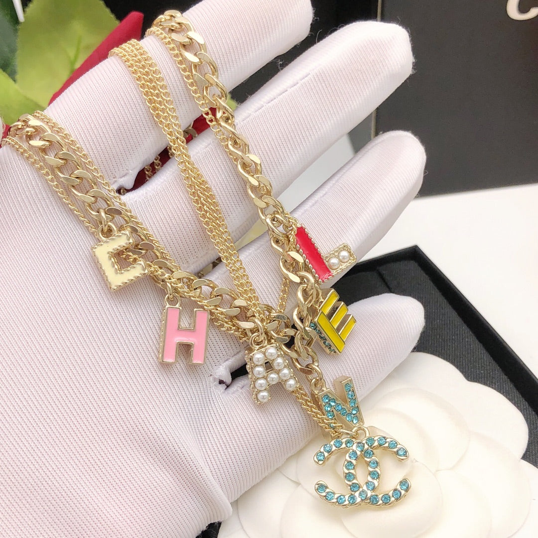 Chanel Color Typo Necklace