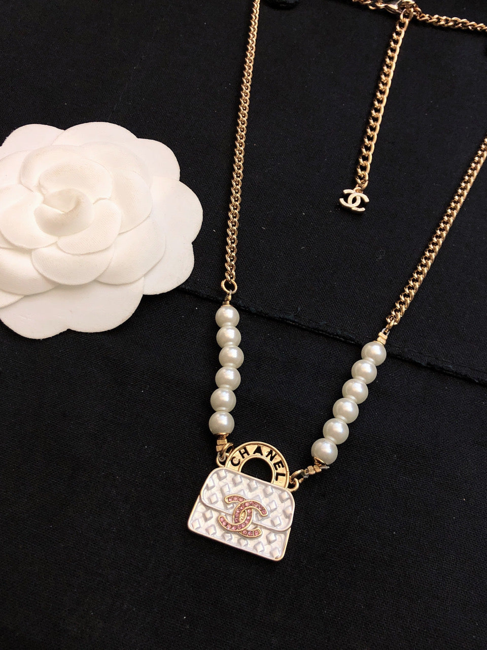 Chanel Pearls Bag Pendant Necklace