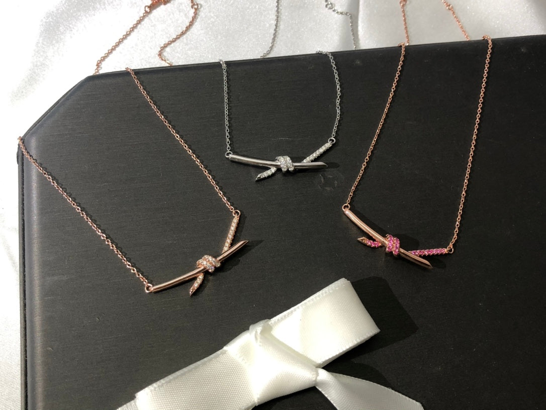 Tiffany Knot Pendant Diamond Necklace