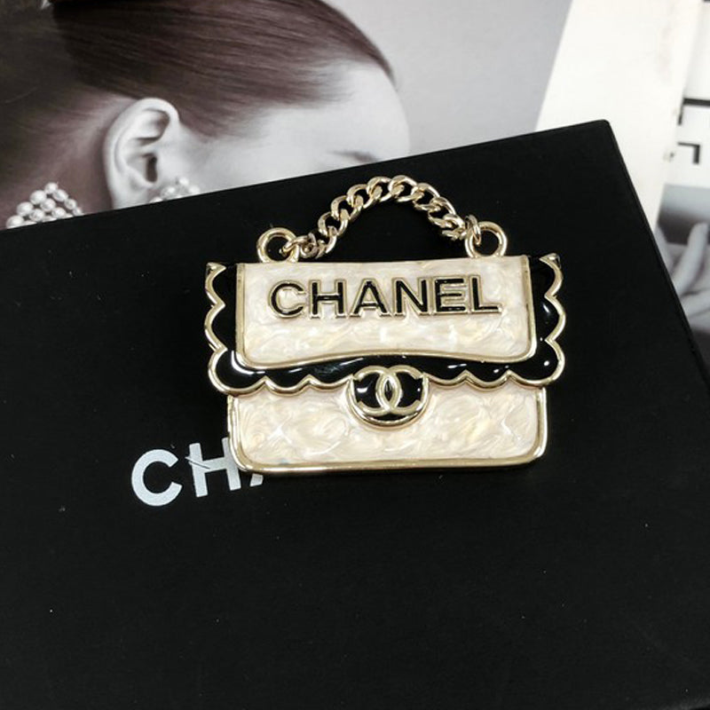 Chanel White Bag Brooch