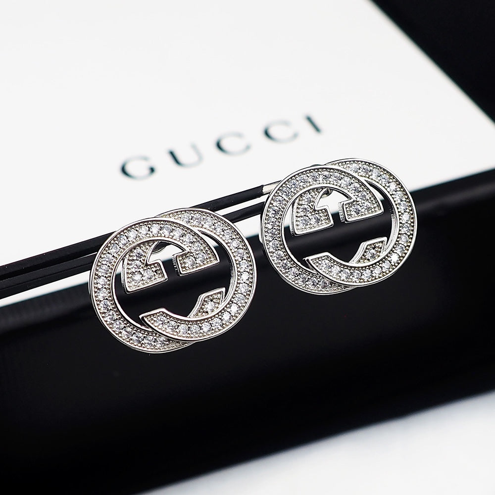 Gucci Double G Diamond Earrings - 18K White Gold