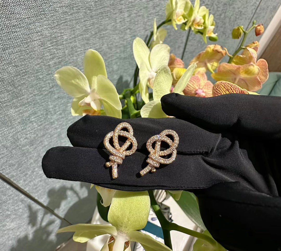 Tiffany Keys Woven Diamond Earrings - 18K Rose Gold