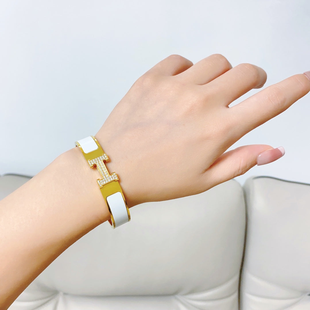 Hermes Clic H Moissanite Bracelet