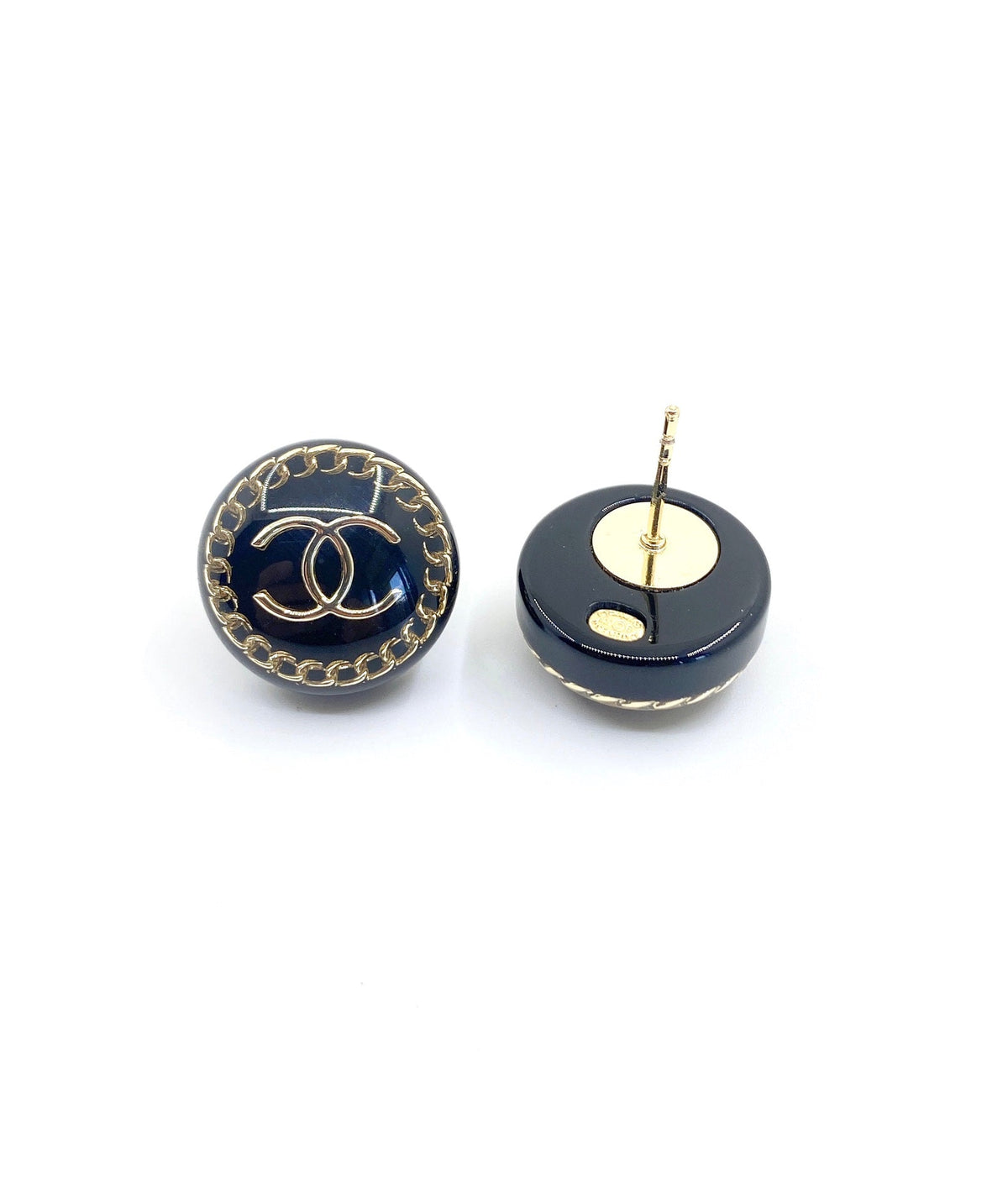 Chanel Circle Resin Earrings - 18K Yellow Gold