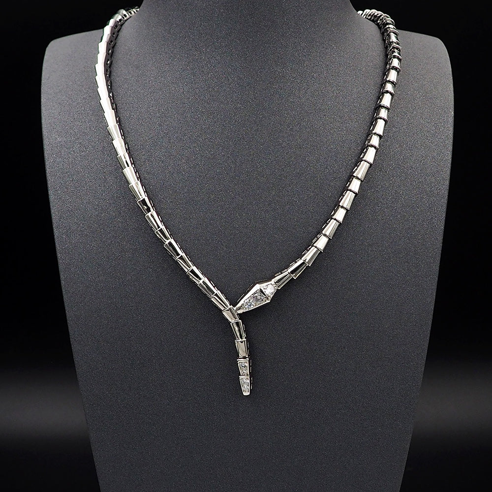 Bvlgari Serpenti Viper Demi-Pave Diamond Necklace - 18K Gold