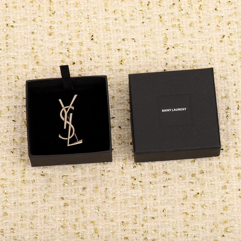 YSL Stripe Gold Brooch