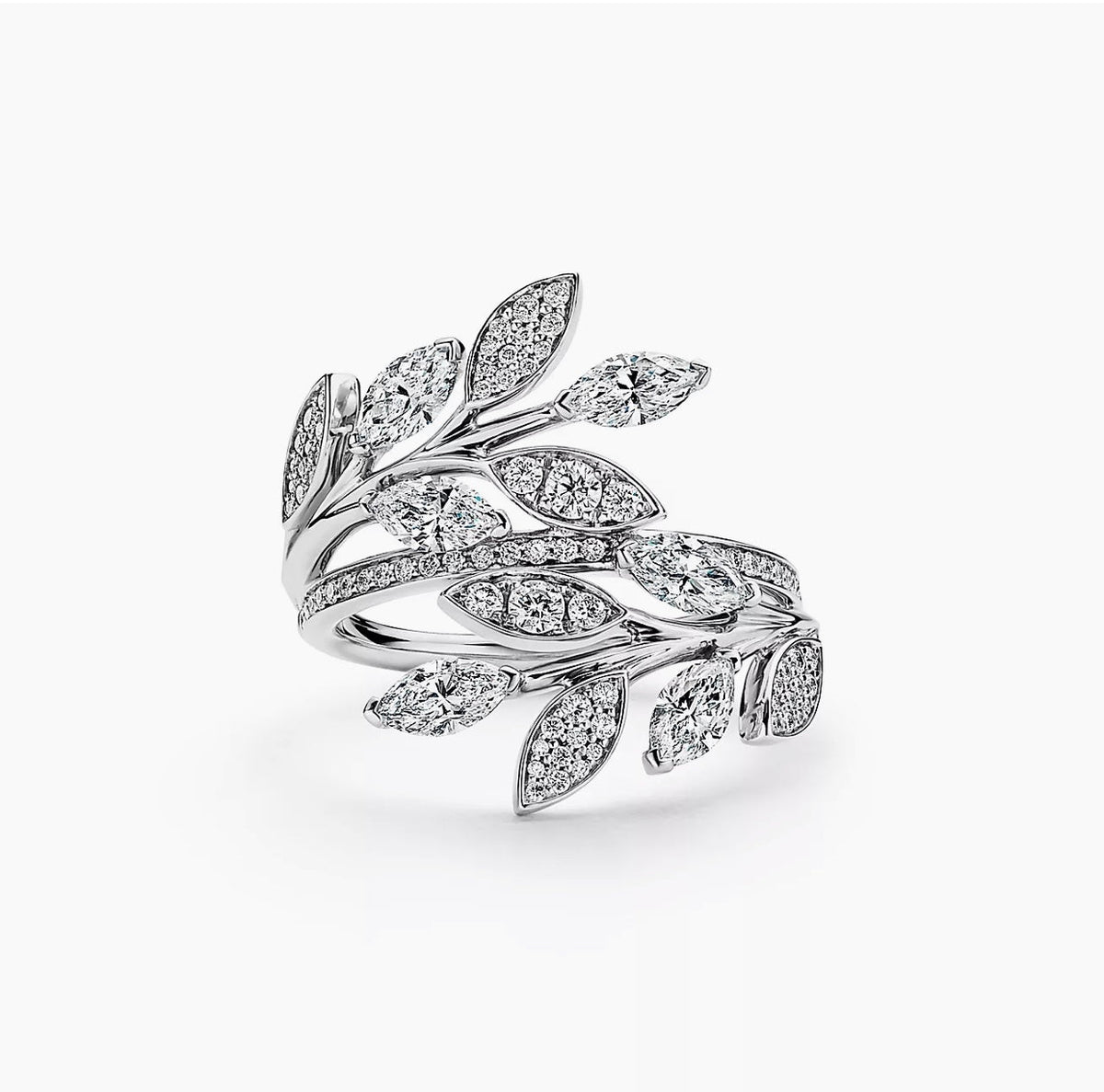 Tiffany Victoria Moissanite Vine Bypass Ring - 18K White Gold