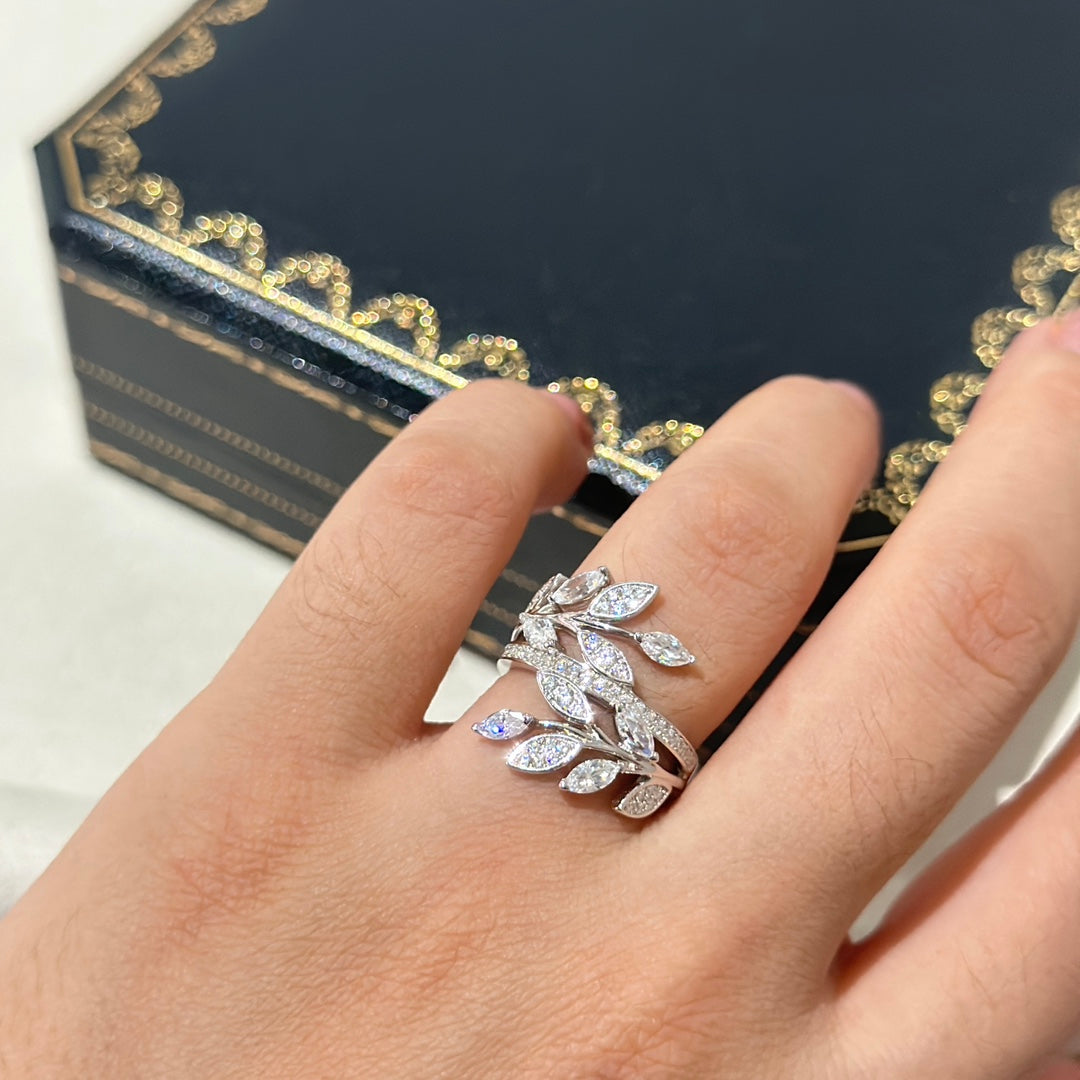 Tiffany Victoria Moissanite Vine Bypass Ring - 18K White Gold