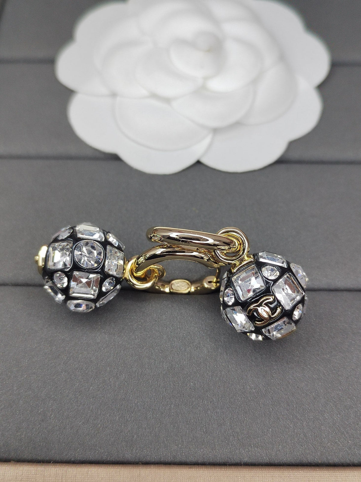 Chanel Ball Crystal Earrings - 18K Yellow Gold