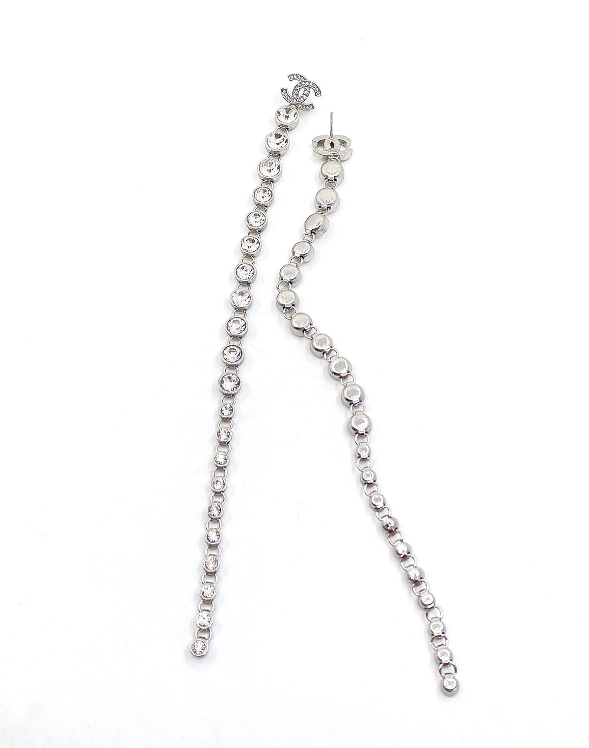 Chanel Long Crystal Earrings - 18K White Gold