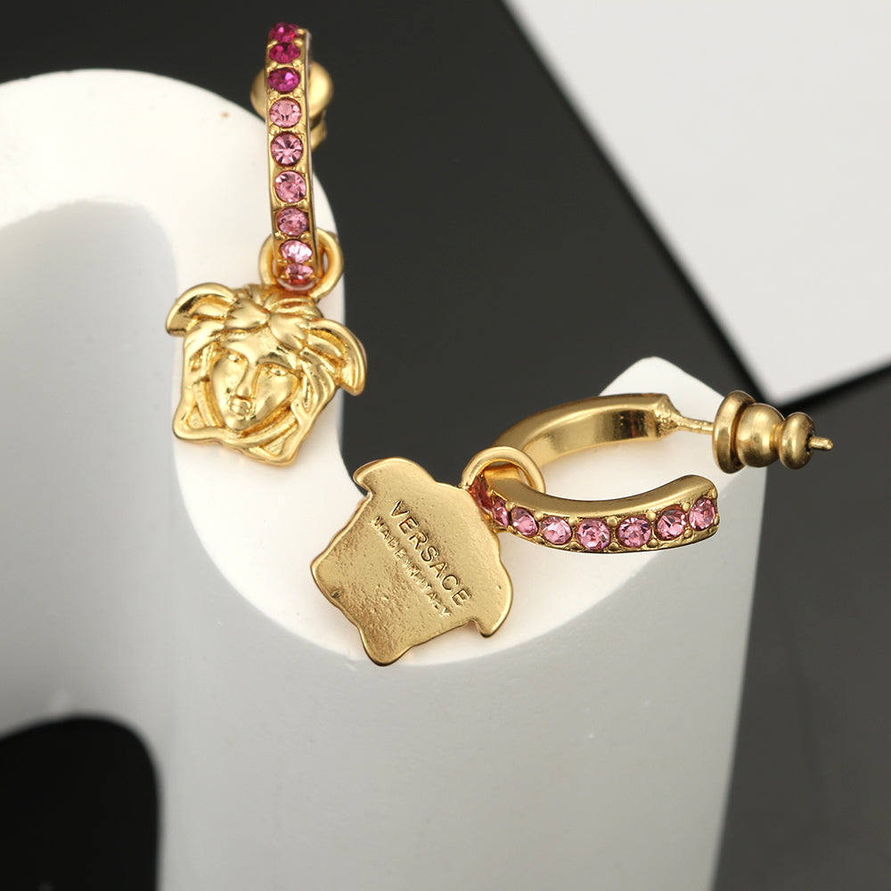 Ver Pink Crystal Earrings - 18K Yellow Gold
