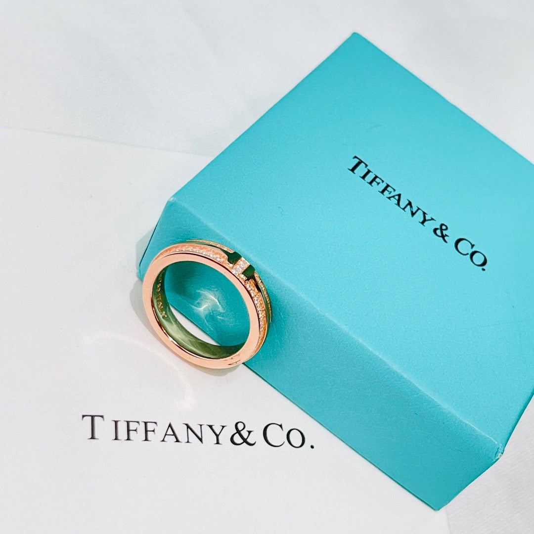 Tiffany Narrow Pave Moissanite Ring - 18K Rose Gold