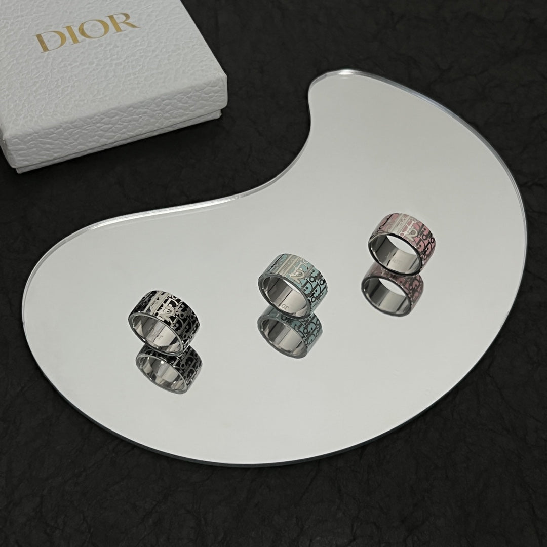 Dior Monogram Enamel Ring - 18K White Gold