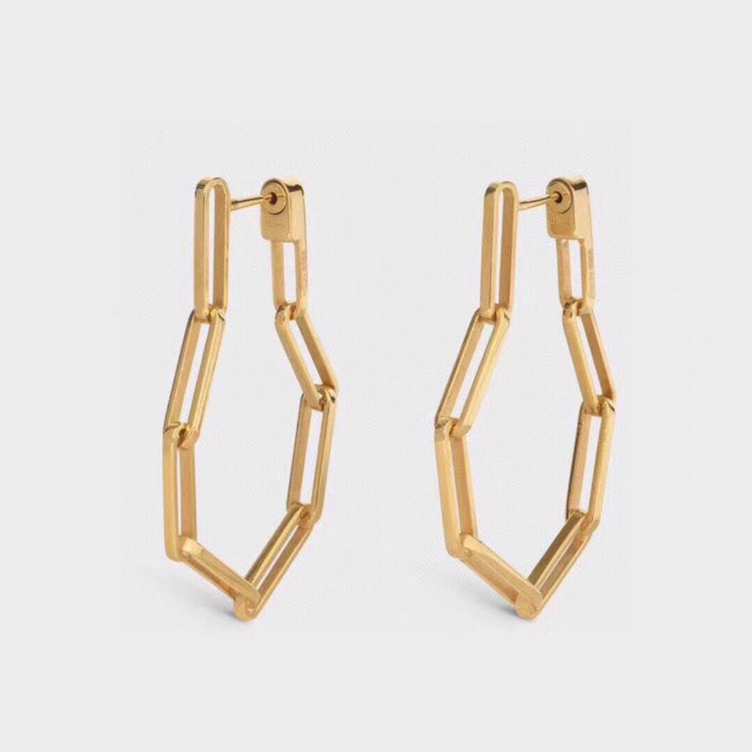 Celine Triomphe Chain Earrings - 18K Yellow Gold