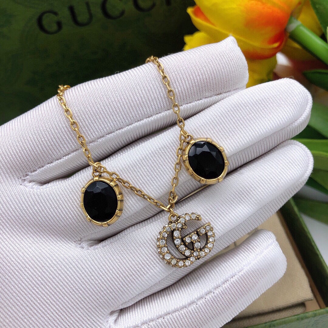 Gucci Double G Black Stones Bracelet
