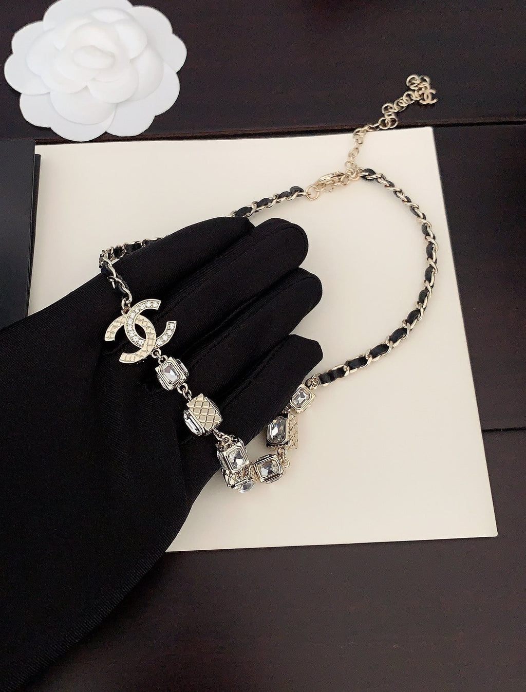 Chanel Square Crystal Choker Necklace