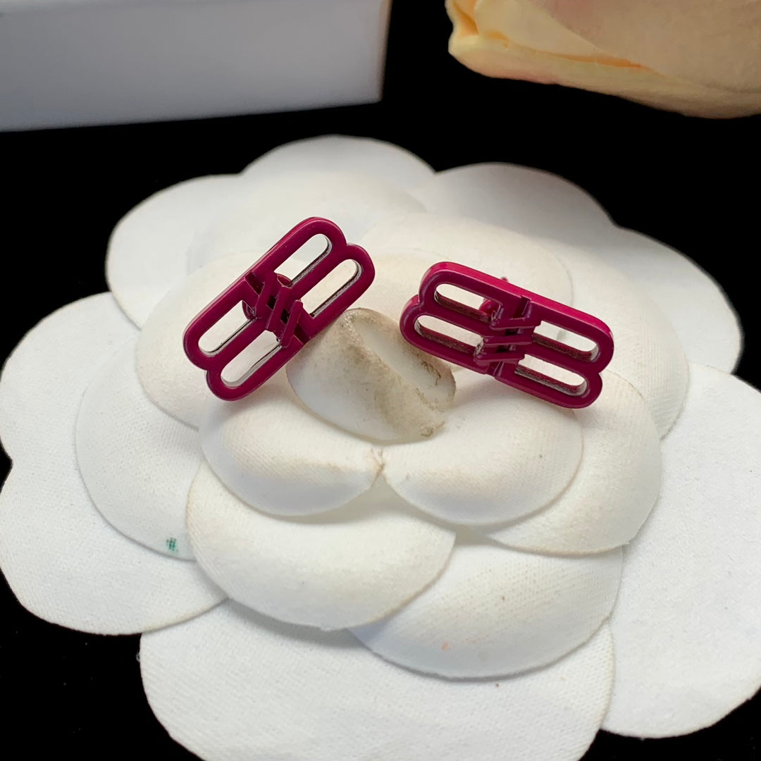 Balenciaga Pink Icon Earrings - 18K White Gold