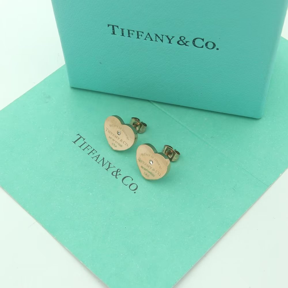 Return to Tiffany Heart Tag Stud Earrings - 18K Gold