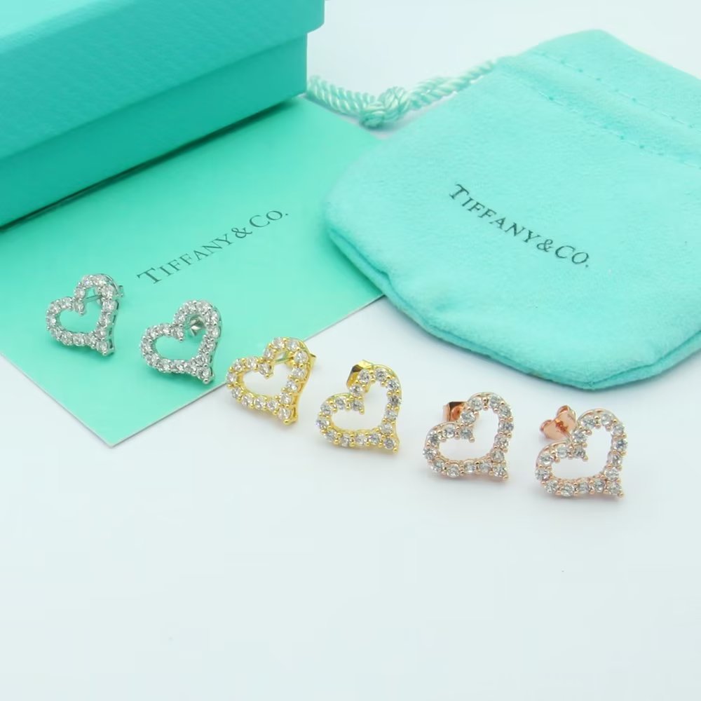 Tiffany Heart Moissanite Earrings - 18K Gold