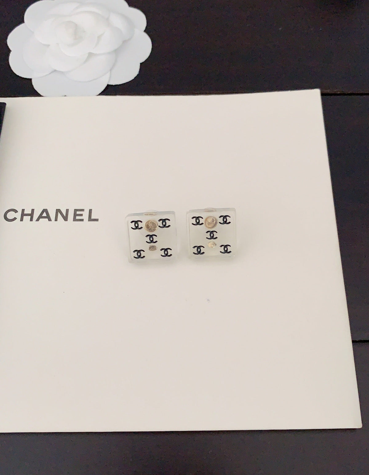 Chanel Transparent Resin Earrings - 18K Yellow Gold