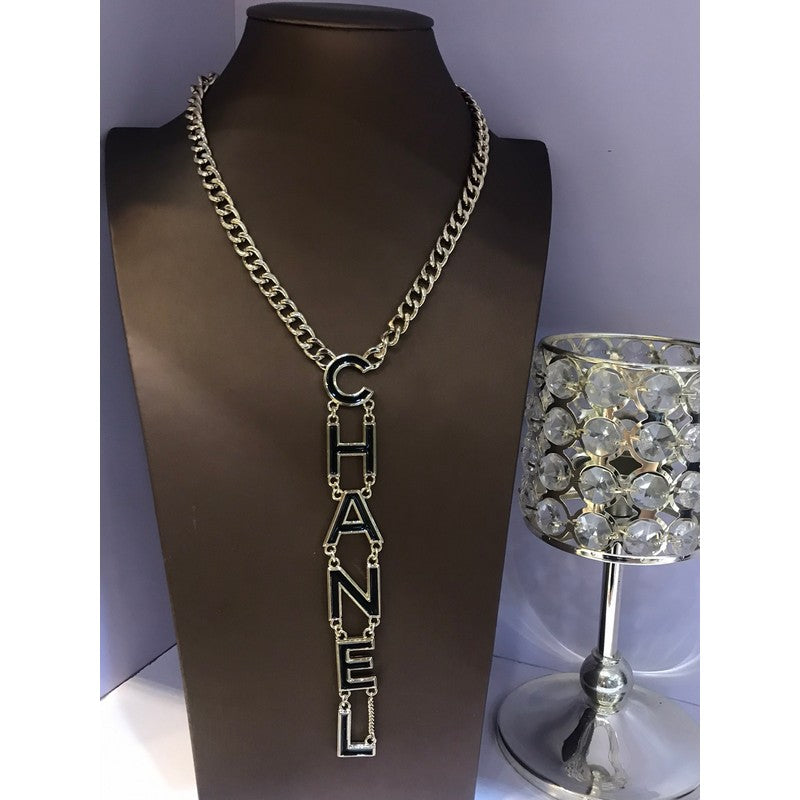 Chanel 22S Big Black Logo Necklace