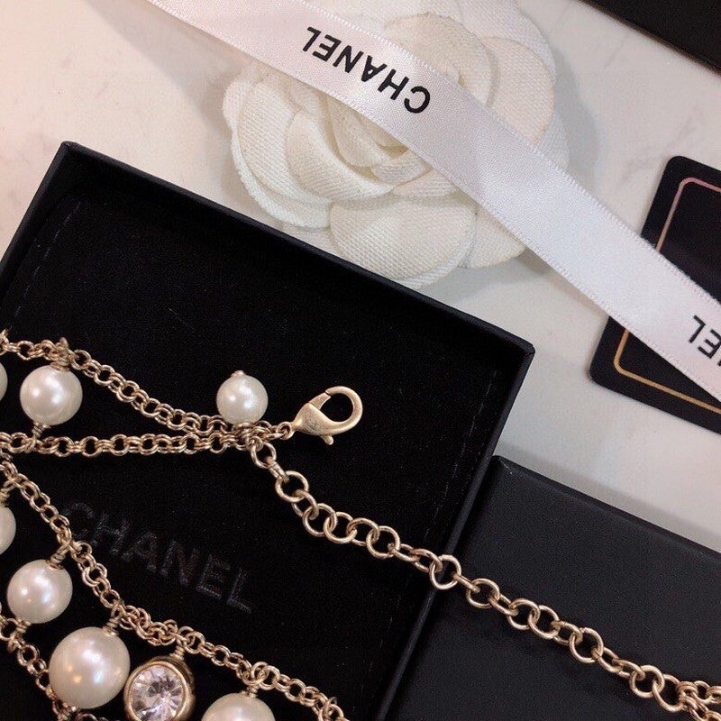 Chanel Pearl Choker Chain Necklace