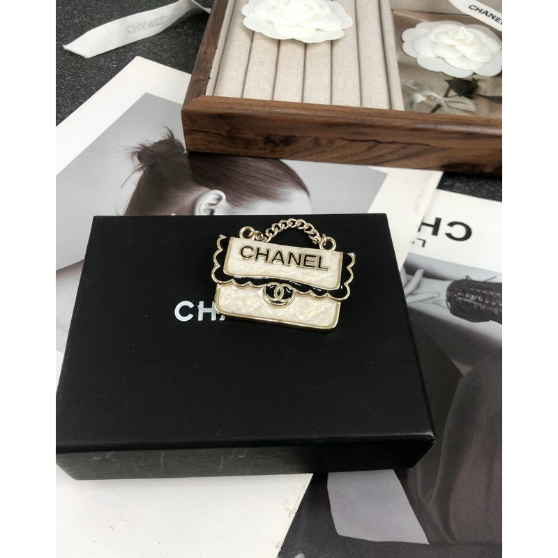 Chanel White Bag Brooch