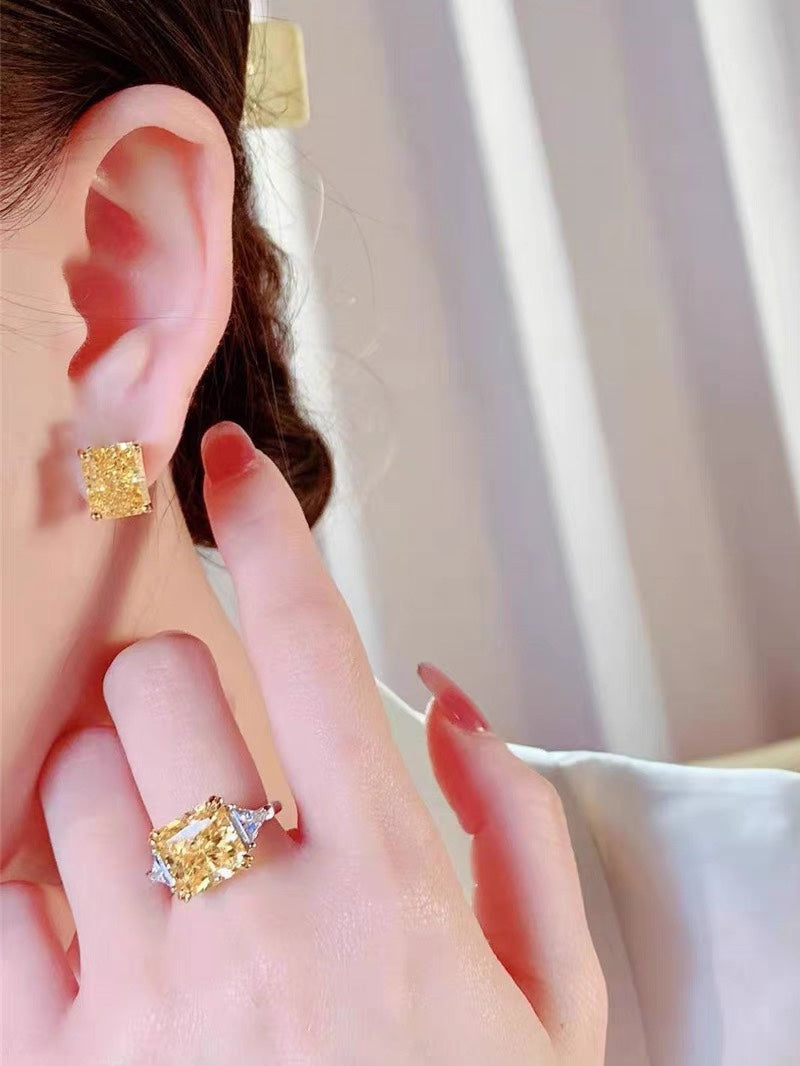 Tiffany Yellow Crystal Earrings - 18K White Gold