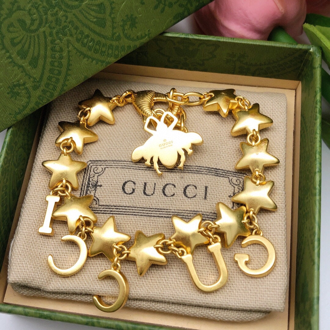 Gucci Double G Script Crystal Bracelet