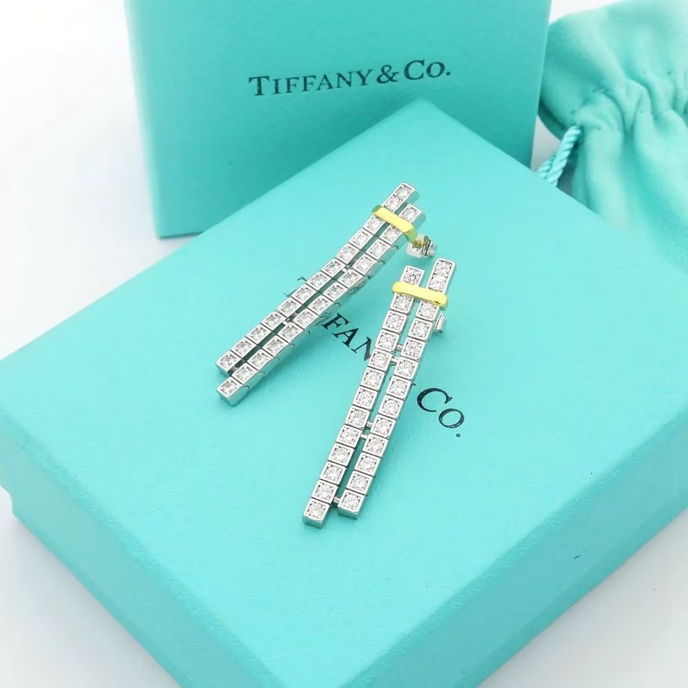 Tiffany Edge Drop Earrings - 18K Yellow Gold