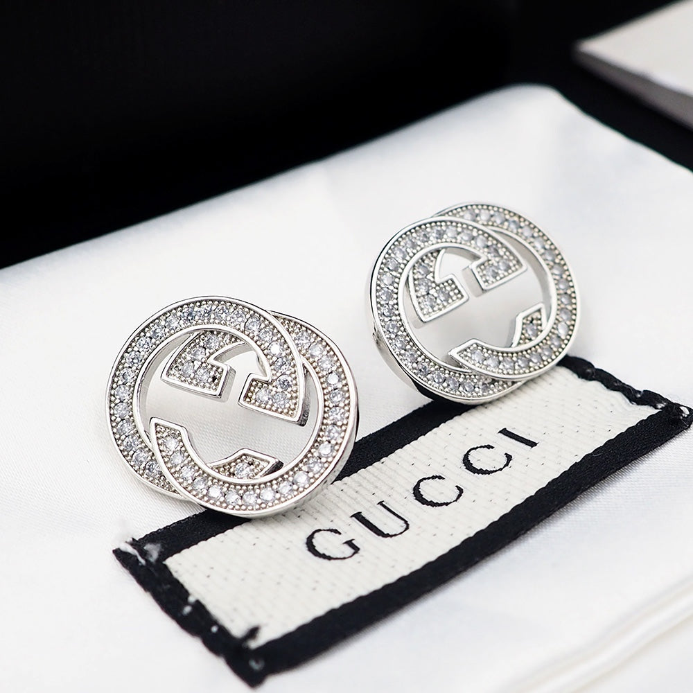 Gucci Double G Diamond Earrings - 18K White Gold