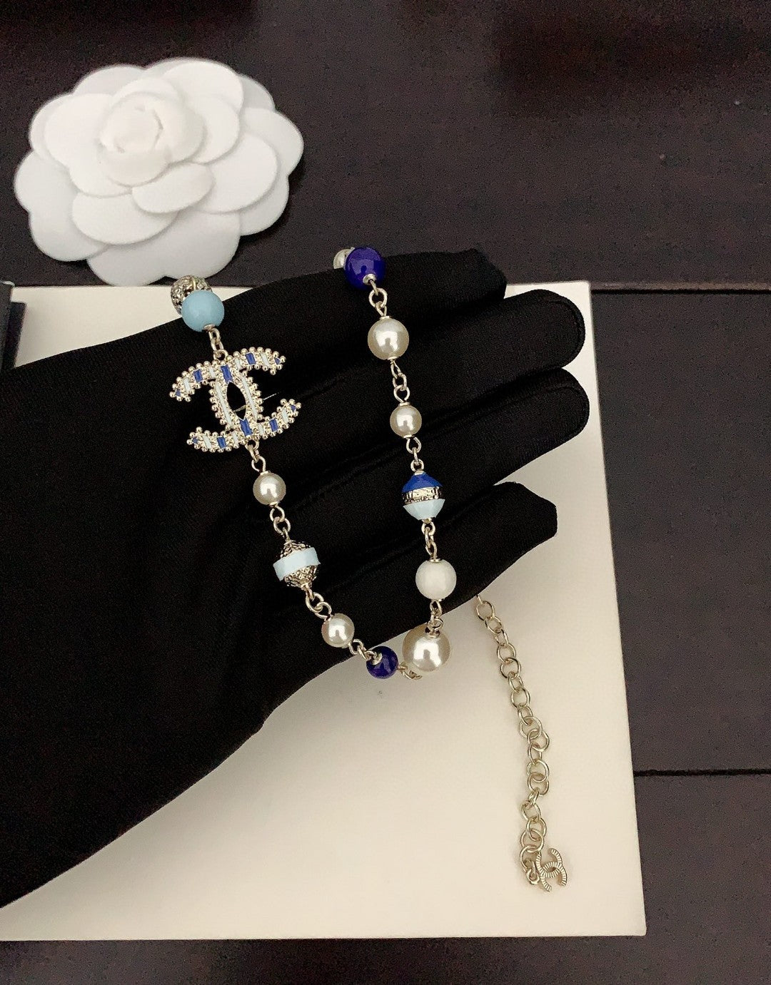 Chanel Blue & White Pearl Necklace
