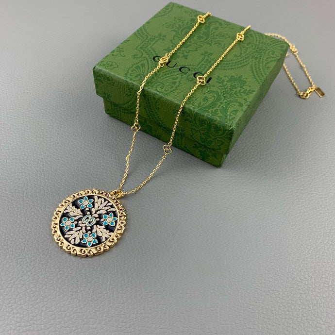 Gucci Double G Iconic Floral Pendant Necklace
