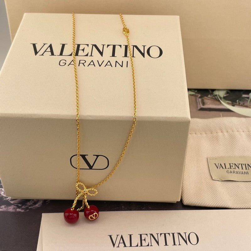 VLogo Red Cherry Gold Necklace