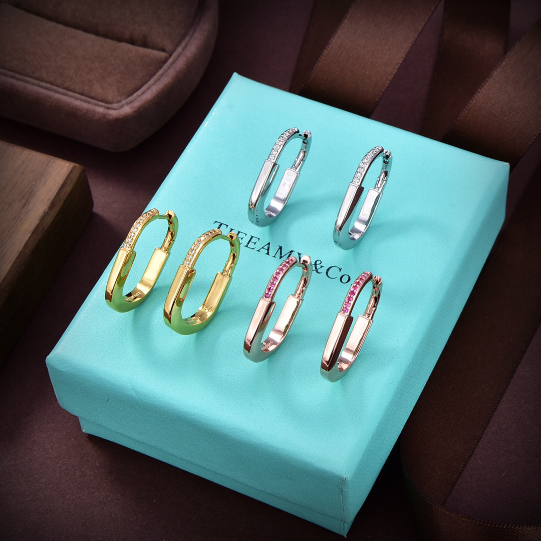 Tiffany Lock Moissanite Medium Earrings - 18K Gold