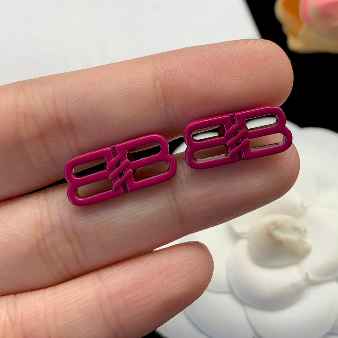 Balenciaga Pink Icon Earrings - 18K White Gold