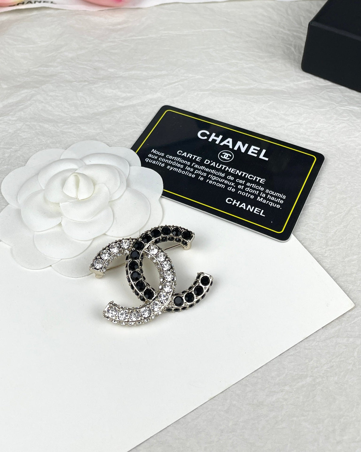 Chanel Black & White Crystal Brooch