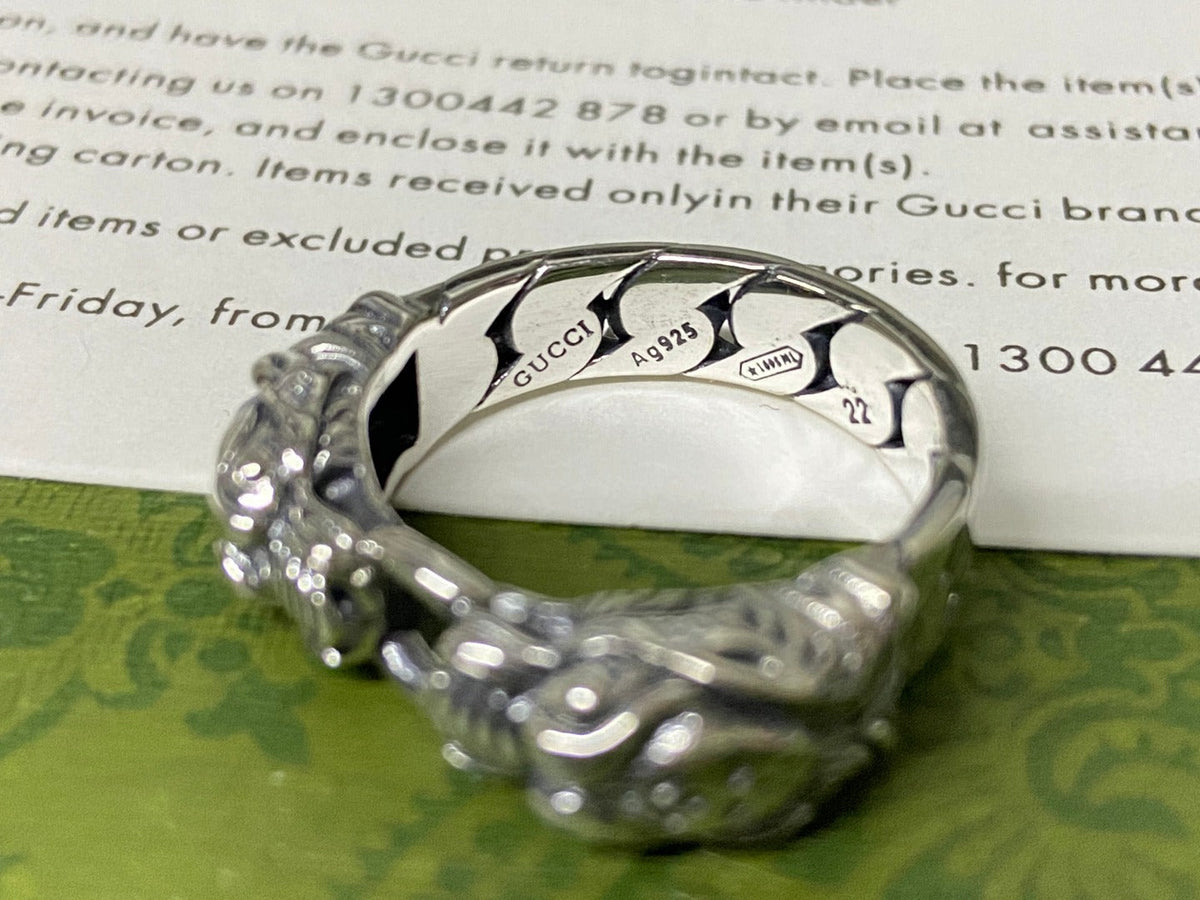 Gucci Double G Tiger Head Chain Ring