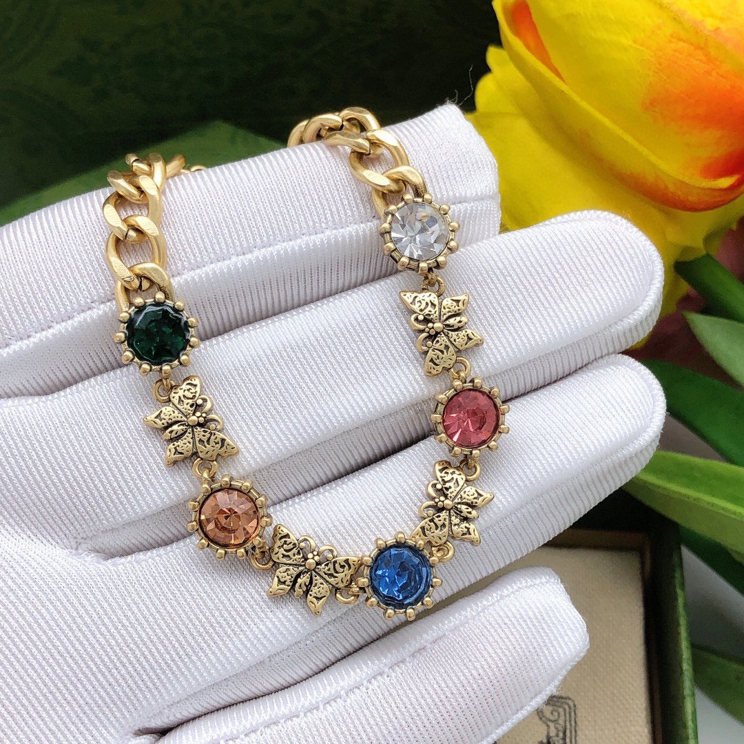 Gucci Double G Interlocking G Crystal Bracelet