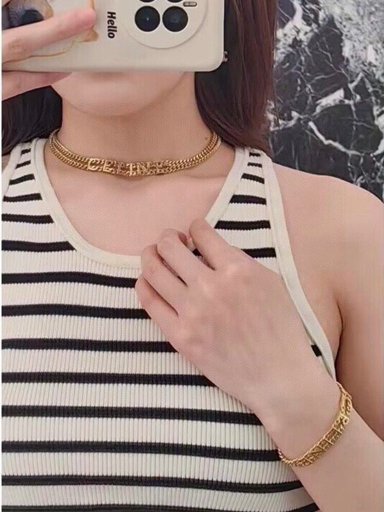 Celine Triomphe Gourmette Necklace