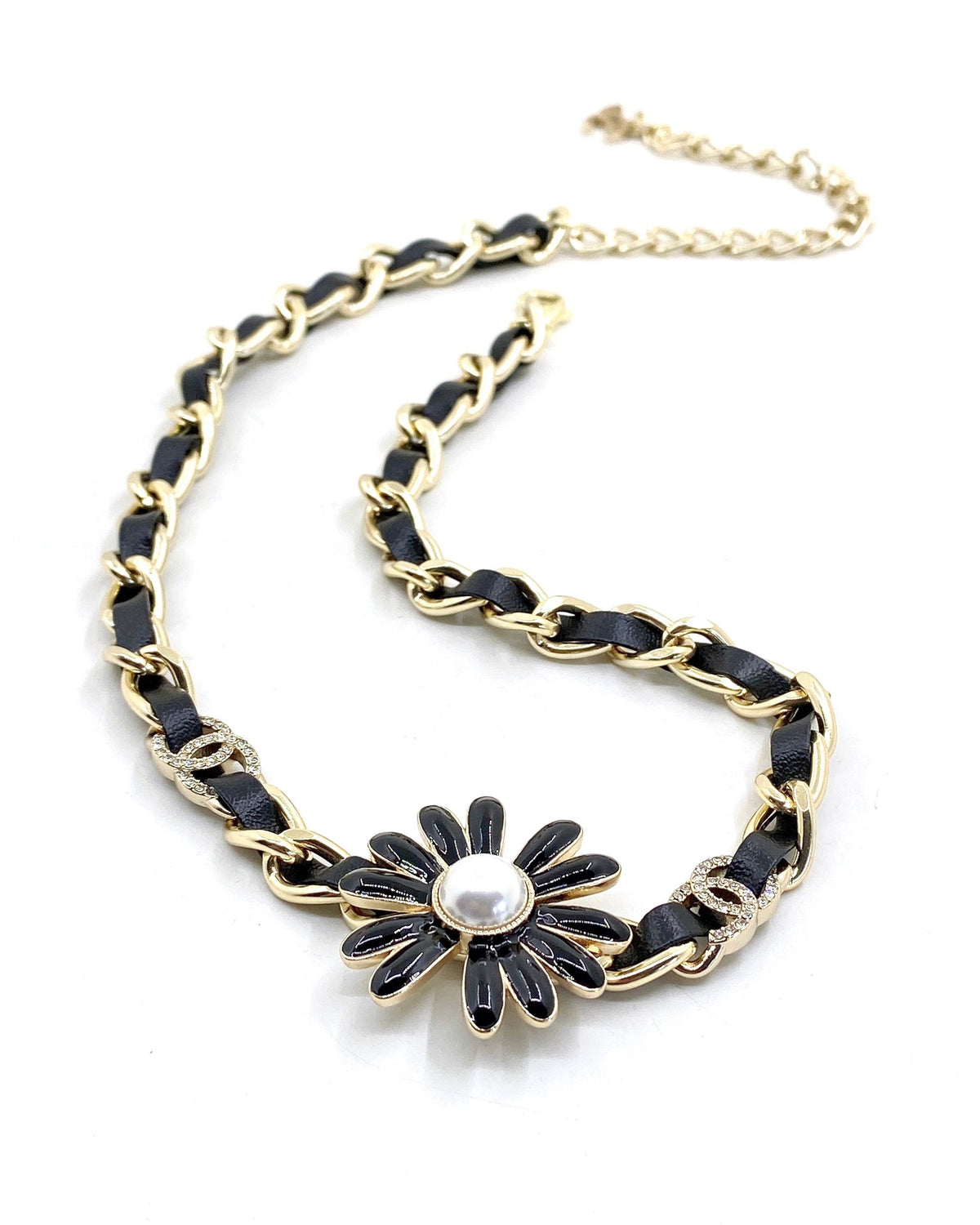 Chanel Flower Leather Choker Necklace